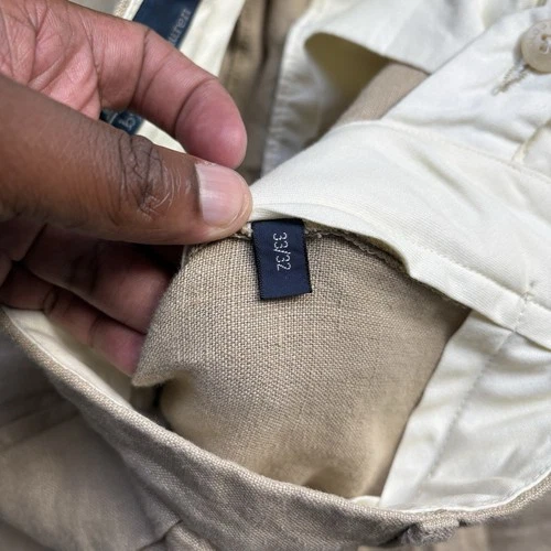 VTG 90s Polo Ralph Lauren 100% Linen Dress Pants Pleated Cuffed Mens 33x32 Beige image 7
