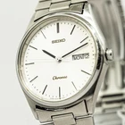 *NEAR MINT* Vintage 1988 SEIKO Chronos 5H23-7D40 Quartz Silver Day/Date 33mm Men