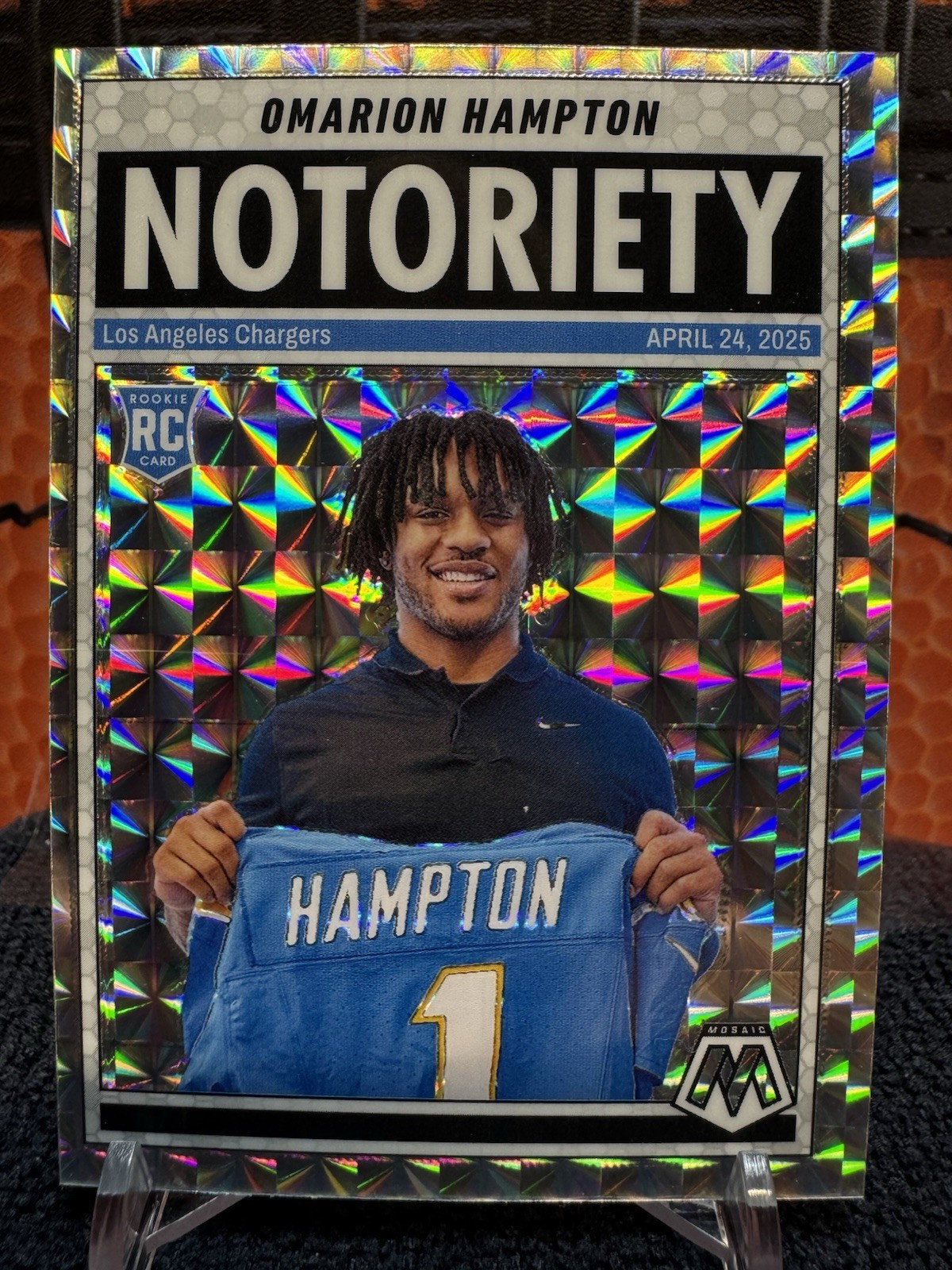 2025 Panini Mosaic Omarion Hampton #20 Notoriety (RC) Silver Mosaic Prizm