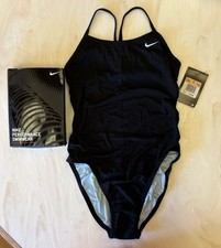 Nike Sz 28/Girl 12 Poly Core Solids Cut-Out Tank BLACK Performance Swimwear NIB