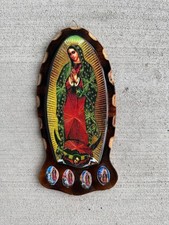 Placa de Pared Virgen de Guadalupe Decoración Católica Religiosa Madera Colgante Icono Mex