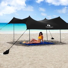 Family Beach Tent  Canopy, UPF50 Sun Shade, 4 Aluminum Poles, Sand Shovel, M...