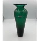 Blenko Green Crackle Glass Vase Hand Blown Decorative Glossy Made in USA