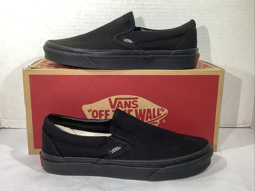 Sneakers Vans uomo taglia 5 5 EU 37 nero nero tela classiche slip on AJ 1185
