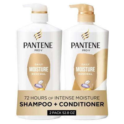Pantene Shampoo & Conditioner 26.4 Fl Oz (Pack of 2), Daily Moisture Renewal