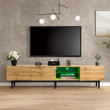 Vinsetto Modern TV Stand with 4 Cabinets Open Shelves, Wood
