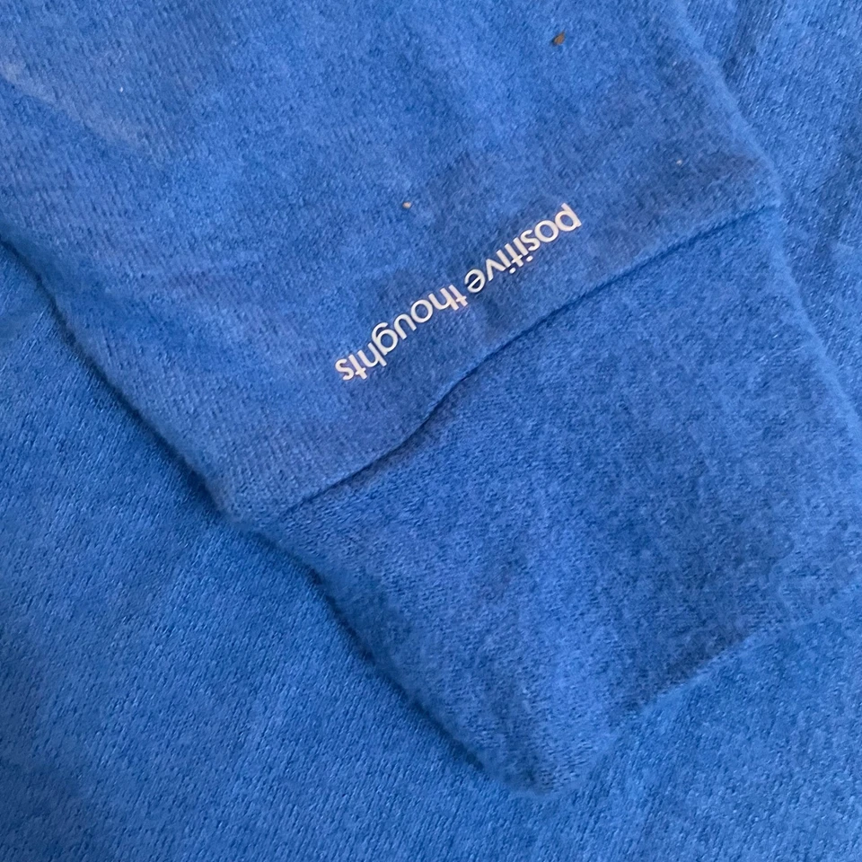 Suéter Peace Love World Azul Cuello Capucha Manga Larga Más 1X Pensamientos Positivos Foto 3 de 4