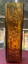 Vintage 1960s Blenko Glass Wayne Husted 6115 L in Honey Square Daisy Vase
