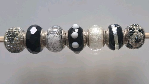 Set Lovelinks argento 925 nero bianco zirconi tonalità Murano bracciale charm perline - Foto 1 di 4