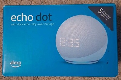 NEW! (Open Box) Amazon Echo Dot With Clock 5th Gen Smart Speaker - Cloud Blue