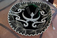 VINTAGE MEXICAN SOMBRERO MARIACHI MUSICIAN HAT PARIS 1900 ROMA 1898 GREEN VELVET