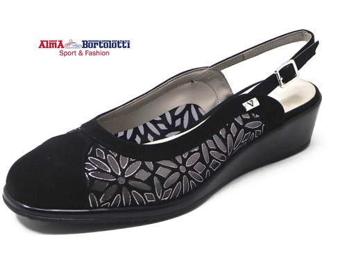 Valleverde Sandalo Donna chiuso zeppa bassa Nero scarpe comode eleganti  Saldi | eBay