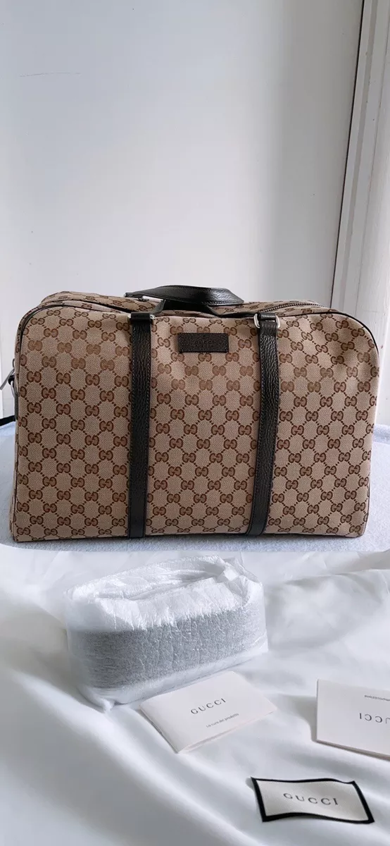 GUCCI GG SUPREME MONOGRAM CANVAS BOSTON WEEKEND DUFFLE BAG 