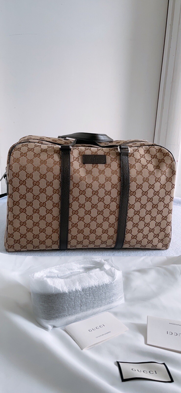 Gucci Luggage GG Guccissima Monogram Canvas Boston Carry On Duffle Travel  Bag