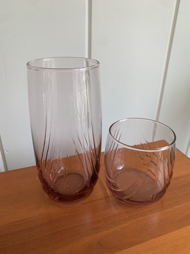 Vintage Lenox Libbey ? Swag Art Deco Drinking Glasses Tall Short Set of 8 Purple - Picture 5 of 7