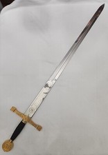 Sword Super Deluxe King Arthur Excalibur 24k Gold Leather Grip Beautiful New