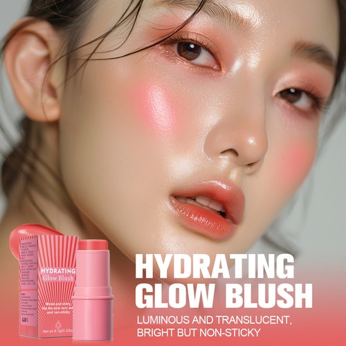 Cream Blush Balm for Cheeks Lips Makeup Stick Cheek Blush Hydrating Lipstick - Picture 10 of 17