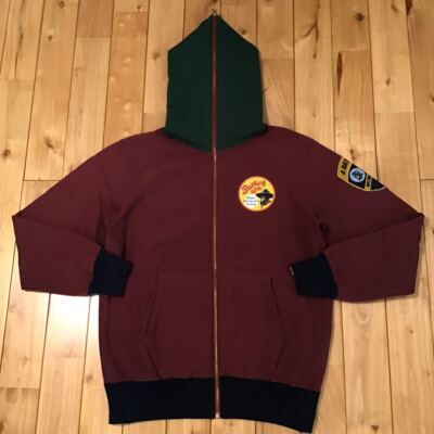 BAPE general logo Full zip hoodie dark Red A Bathing Ape Size M | eBay