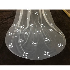 bridal Veil with scattered 3 D Flowers embroidery veil