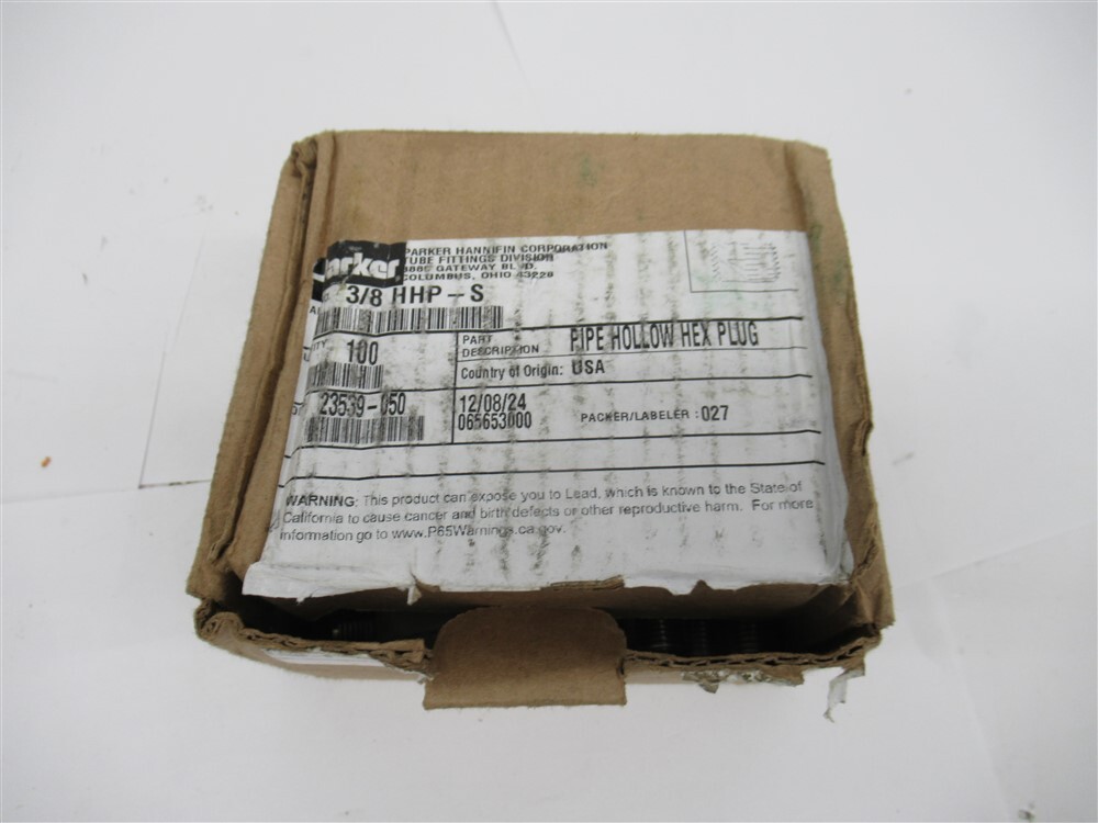 Parker 3/8 HHP-S , 3/8"-18 MNPT Pipe Hollow Hex Plug (PK 100)