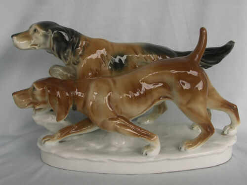 Gr.Figur Jagdhunde Setter auf der Pirsch,Carl Scheidig Graefenthal Porzellan,Top - Afbeelding 1 van 5