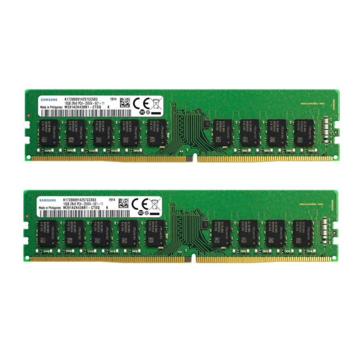 Samsung 32GB (2X16GB) DDR4 2666MHz 2RX8 ECC UDIMM Memory Ram