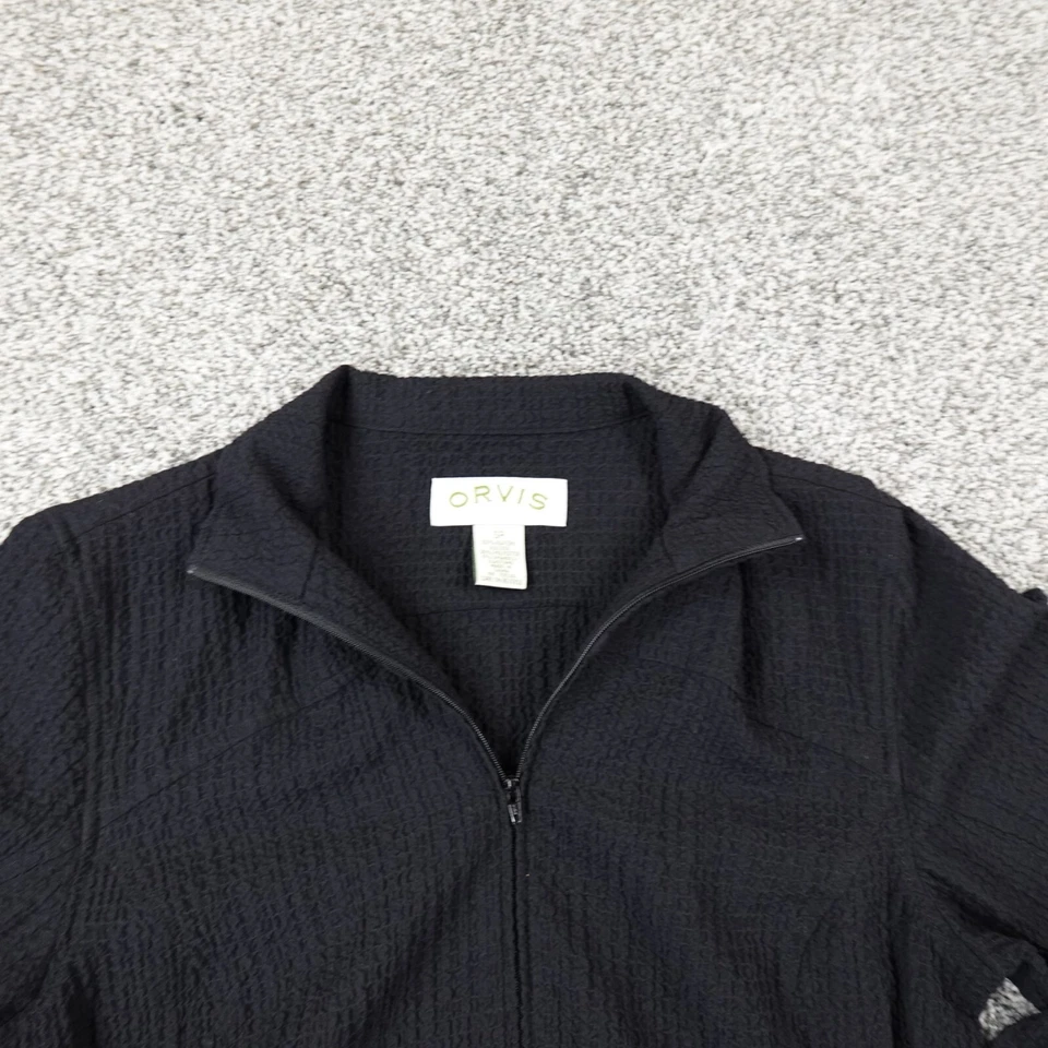 Orvis Jacket Womens PS Black Crinkle Zip Sweater Sweatshirt Outdoor Hike Casual - Image 2 of 4