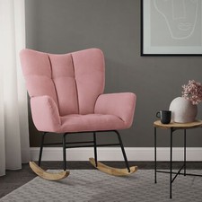 Poltrona a dondolo poltroncina rosa relax sedia per soggiorno con braccioli