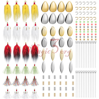 168pcs Fishing Accessories Spinner Lure Making Kit DIY Spinnerbait Blade Cleive