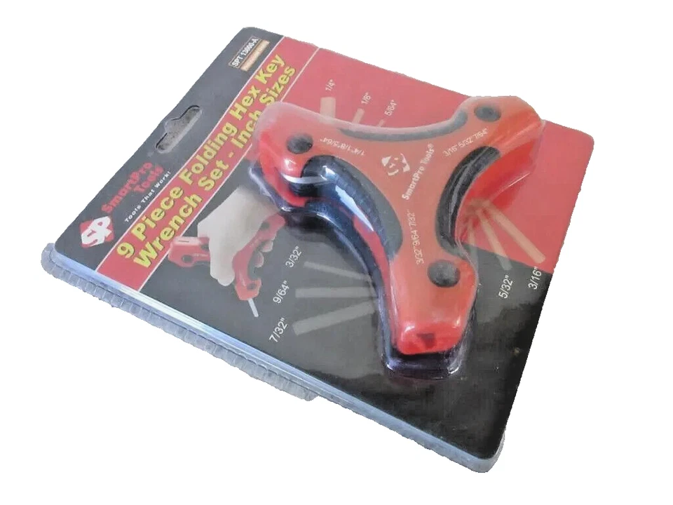 SmartPro Tools 9 pc Folding Hex Key Wrench Set - Inch Sizes SPT13000-A  5/64-1/4 - Image 3 of 4
