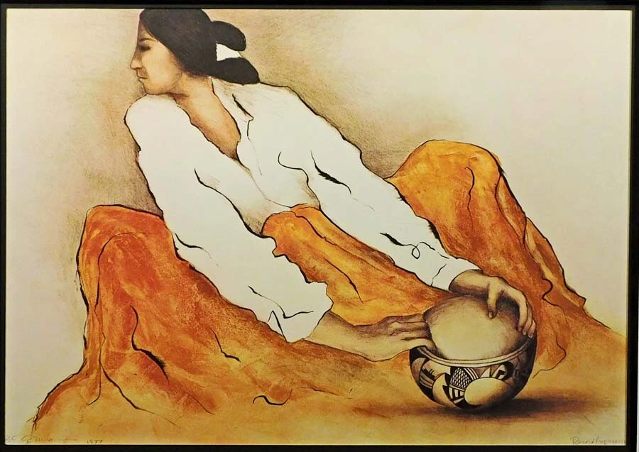 Póster R C Gorman "Pottery Keeper" personalizado enmarcado vintage GALERÍA póster Foto 2 de 3