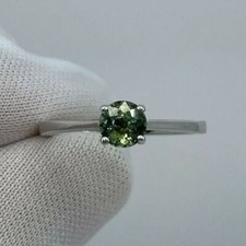 Parti Colour Green Blue Australian Sapphire Round 18k White Gold Solitaire Ring