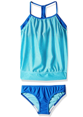 Speedo Girls' Two-Piece Tankini Swimsuit - UPF 50+ Sun Protection, Chlorine Resistant