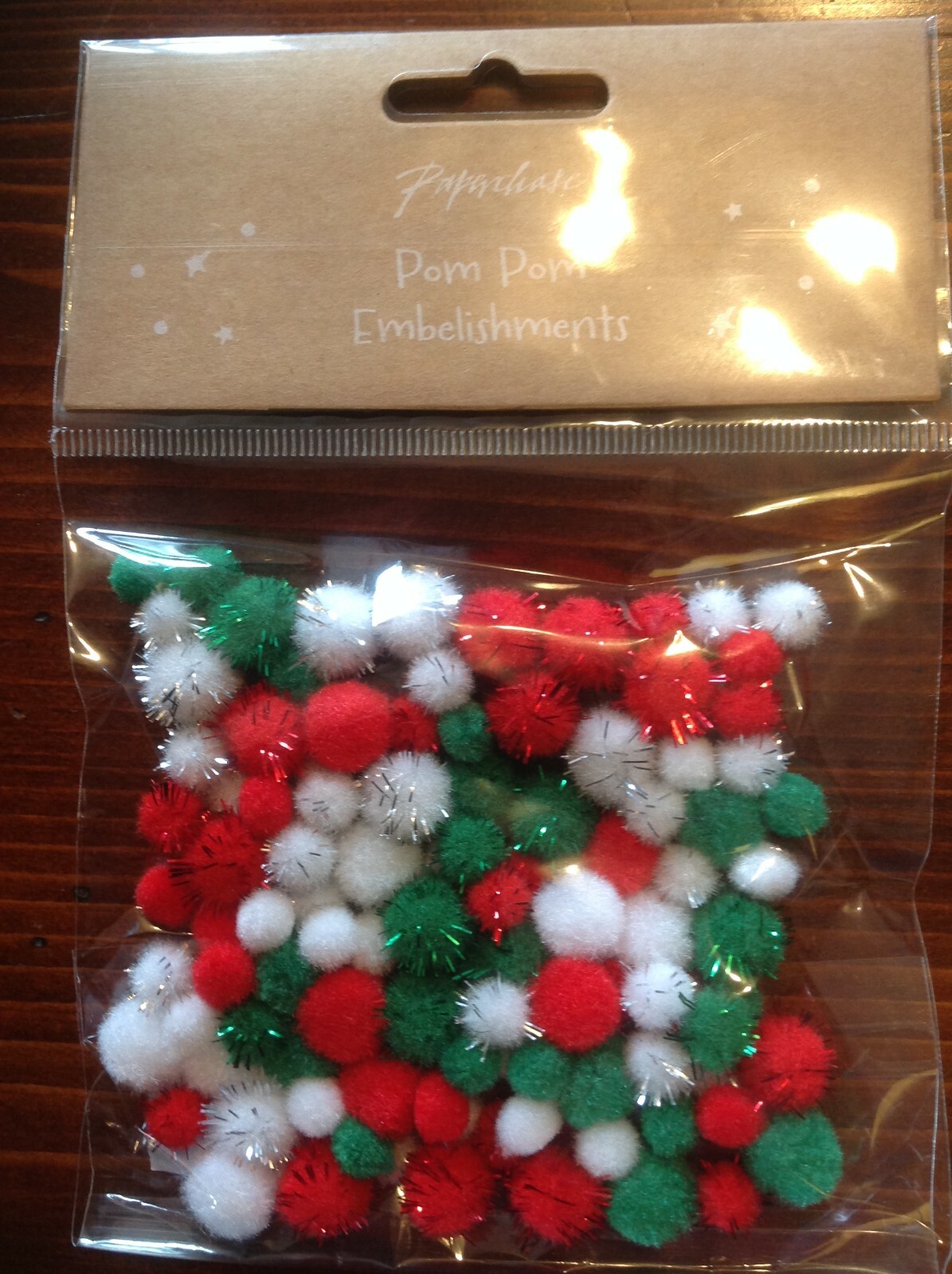 2 Packs x 100 Paperchase MINI POM POMS GLITTER EMBELISHMENTS