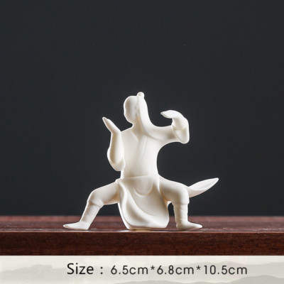 Traditional Tea Set Accessories Tai Chi Kung Fu Figure Ceramic Ornaments
