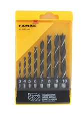 Famag 3501.508 Wood Spiral Drill 8-Piece Set, Ø 3, 4, 5, 6, 7, 8, 9, 10 mm