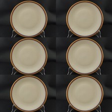 VINTAGE SERVIZIO 6 PIATTI PIANI PORCELLANA COLOR CREMA BLU ORO KRONESTER BAVARIA