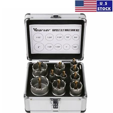 10PCS 5/8''-2'' Carbide Tip TCT Hole Saw Cutter Drill Bit Set for Steel Metal US