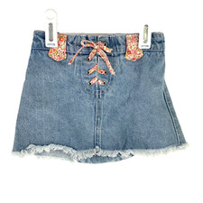 Vintage Y2K 2003 Old Navy Outlet Floral Detail Laced Denim Skirt 6-12 Months