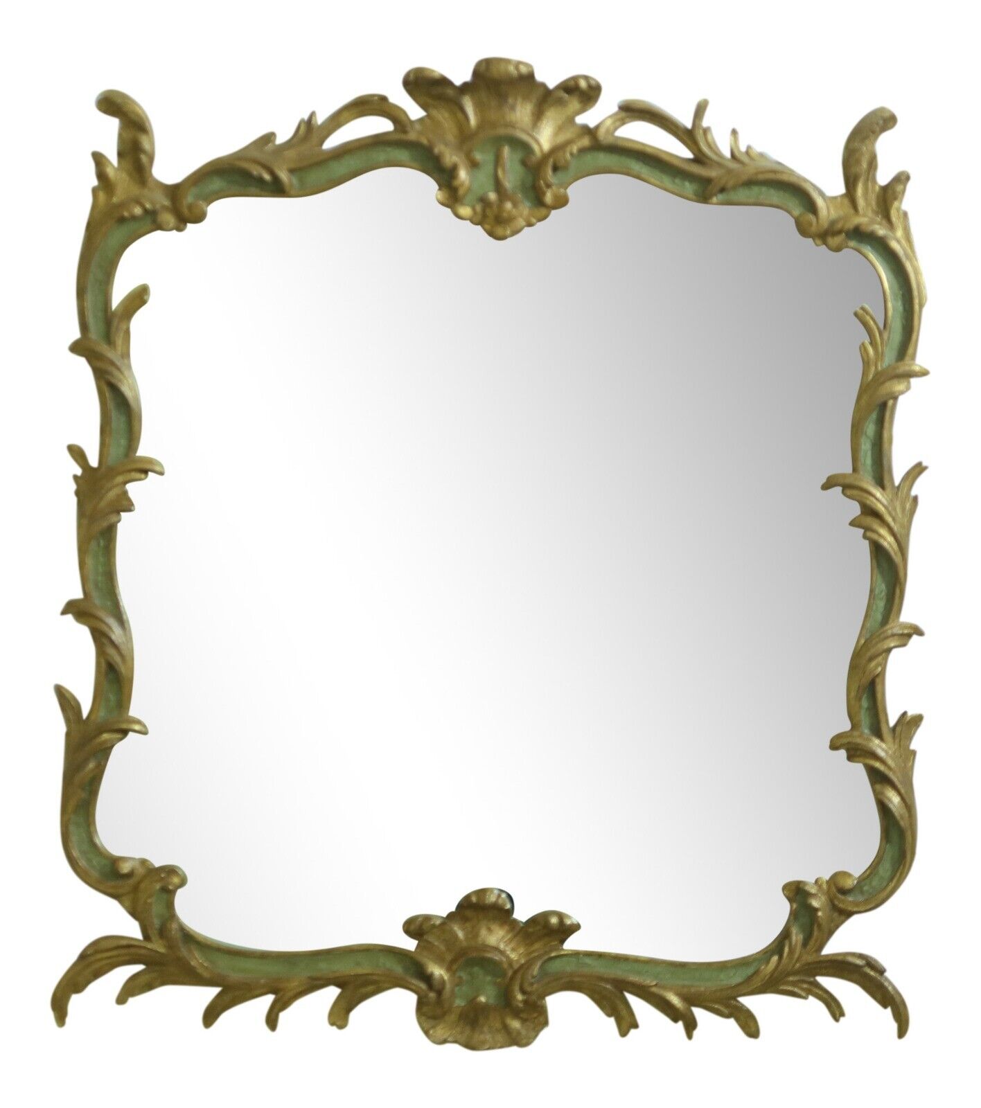 52556EC: Italian Design Gold & Green Framed Mirror