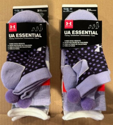 TWO (2) of UNDER ARMOUR UA ESSENTIAL TRAINING SOCKS 3 PAIR UA Wardrobe YOUTH NWT