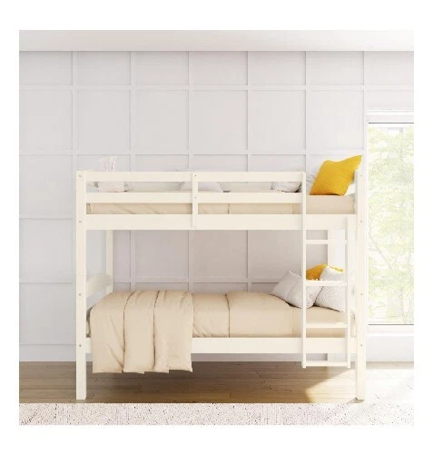 Solid Wood Twin over Twin Leighton Convertible Bunk Bed White