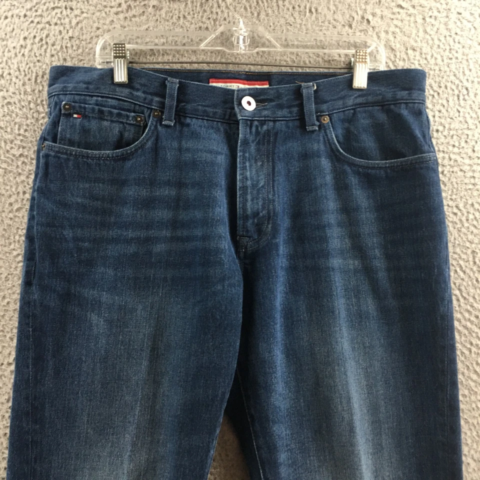 Tommy Hilfiger Straight Leg Jeans Mens 36x32 (actual 37x30) Blue Denim Cotton - Image 2 of 4