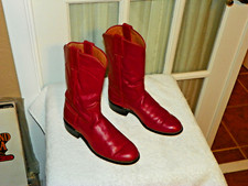 Justin Boots L3055 Red Leather Pull On Western Roper Boot Women's US 4.5 B
