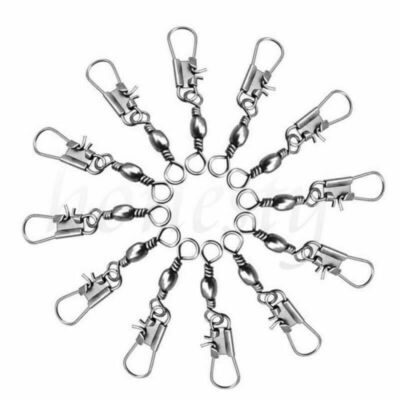 50pcs Stainless Steel Swivels Interlock Snap Fishing Lure Connector Accessories