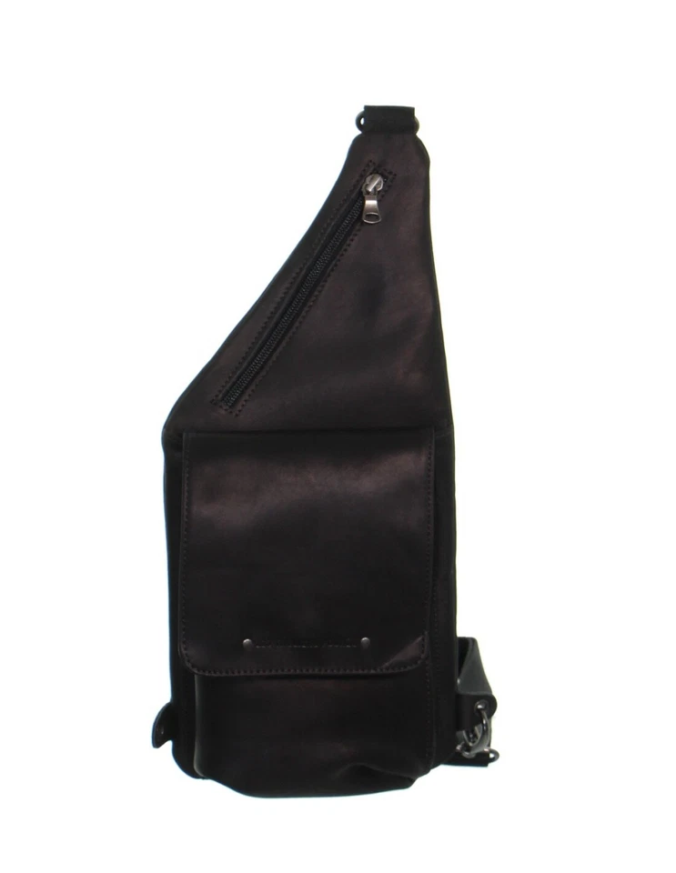 Sacoche asymétrique en cuir Foures Ref 45306 Noir 17*35*6 cm Neuf - Photo 2/3