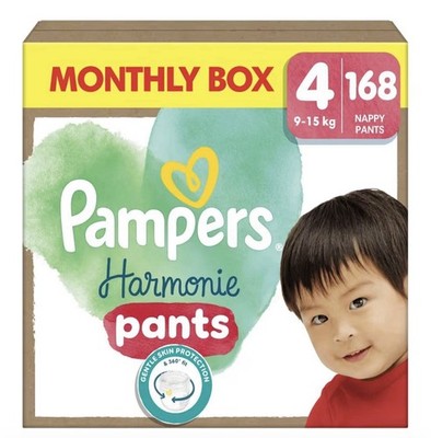 Pampers Harmonie Windelhosen Größe 4, 168 Windeln, 9kg-15kg, Monatspackung