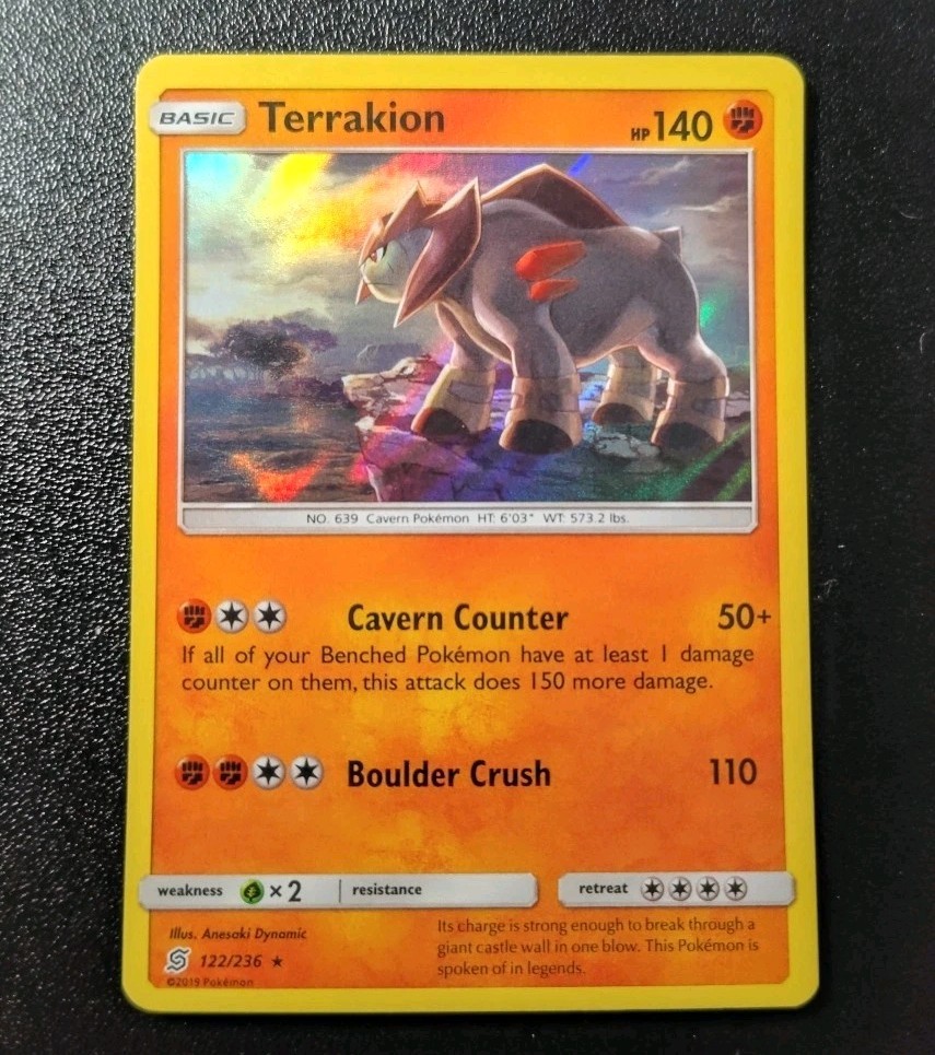 Pokemon Unified Minds Terrakion Holo Rare Card 122/236 LP