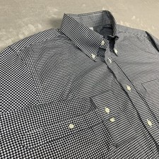 Brooks Brothers Regent Shirt Mens Large Black Mini Check Long Sleeve Button Down