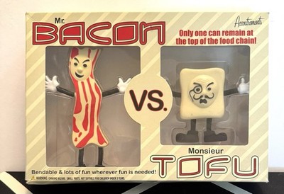 Mr. Bacon vs Monsieur Tofu Bendable Action Figures by Accoutrements Original Box